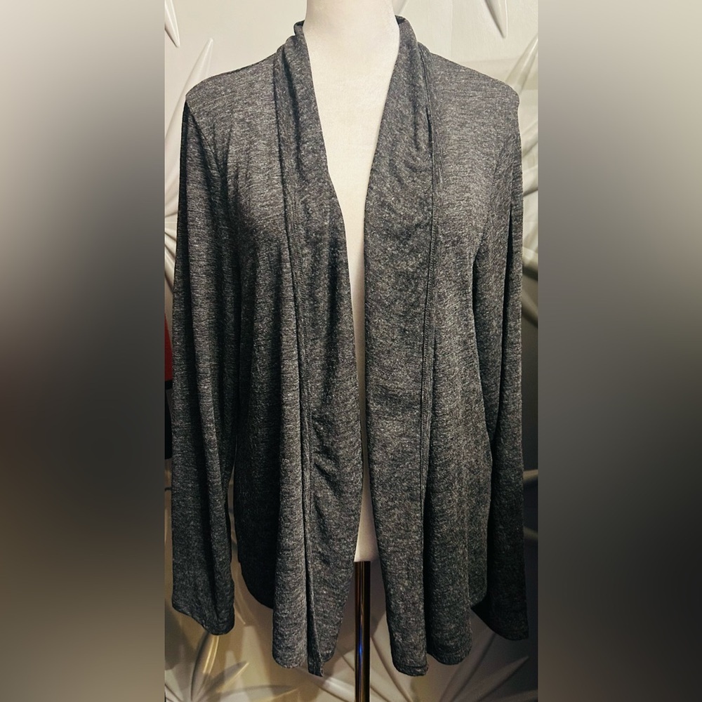NWT Old Navy SZ L charcoal/white open front cardigan/bust 46”